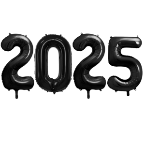 Sada balónov - Silvester 2025, čierna 86 cm 4ks