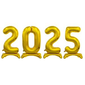 Sada balónov - Silvester 2025, zlatý stojaci 74 cm 4ks