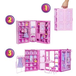 Šatník snov Barbie v pastelových farbách s bábikou