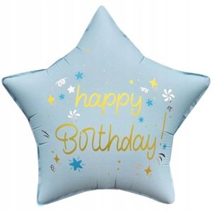 Balónik fólie hviezda Happy Birthday 44cm