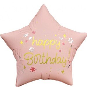 Balónik fóliová hviezda Happy Birthday 44 cm