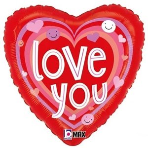 Fóliový balón I love you so smajlíkmi 46 cm