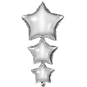 Balónik z fólie spojený striebornými hviezdami 96 cm