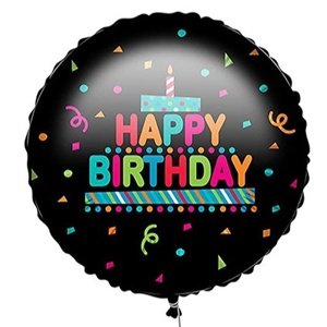 Fóliový balón s konfetami Happy Birthday 46 cm