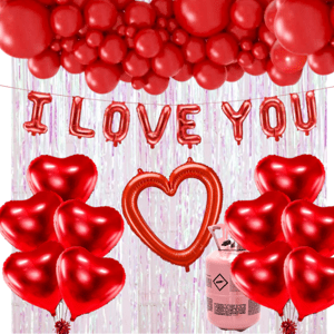 Párty set - "I love you", červený, s héliom