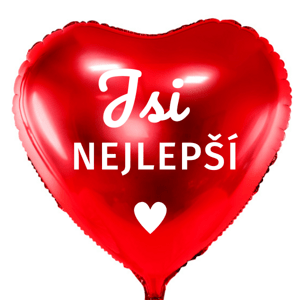 Fóliový balón, červený, s českým nápisom "You are the best", 45 cm