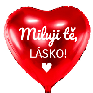 Fóliový balón, červený, s českým nápisom "I love you, Love", 45 cm