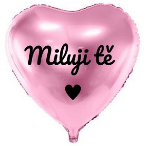 Fóliový balón, ružový, s českým nápisom "Milujem ťa", 45 cm