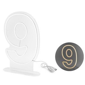 Neónové LED číslo ''9'', biele, 50 cm