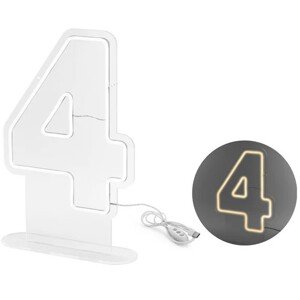 Neónové LED číslo ''4'', biele, 50 cm