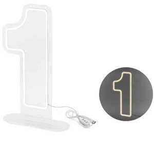 Neónové LED číslo ''1'', biele, 50 cm