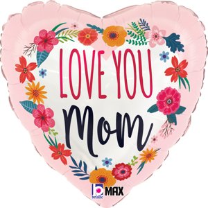 Fóliový balón so srdcom Love You Mom 46 cm
