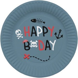 Papierové taniere Happy Bday pirates 23 cm 8 ks