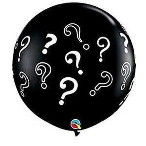Čierny latexový balón s otáznikmi 90 cm 1 ks