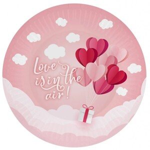 Papierové taniere Love is in the air pink 18cm 6ks
