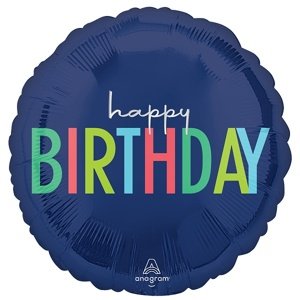 Fóliový balón Happy Birthday modrý 46 cm