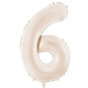 Fóliový balón číslo 6 svetlo teplá béžová 86 cm