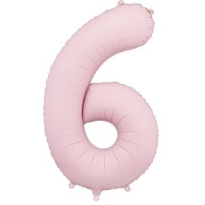 Fóliový balón číslo 6 svetloružový 86 cm