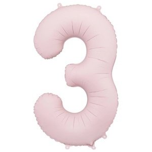 Fóliový balón číslo 3 svetloružový 86 cm