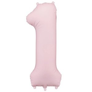 Fóliový balón číslo 1 svetloružový 86 cm