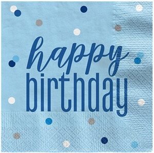 Papierové obrúsky Happy Birthday modré 16 ks