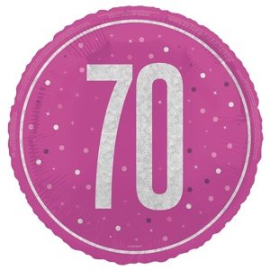 Fóliový balón 70 ružový s trblietkami 46 cm