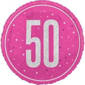 Balónik fóliový 50 trblietavý ružový 46 cm