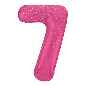 Fóliový balón č. 7 ružový s bodkami 86 cm