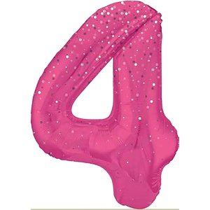 Fóliový balón č. 4 ružový s bodkami 86 cm