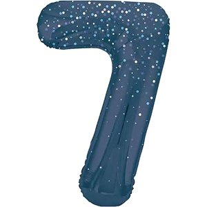 Fóliový balón č. 7 modrý s bodkami 86 cm