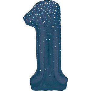 Fóliový balón č. 1 modrý s bodkami 86 cm