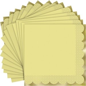 Žlté papierové obrúsky so zlatým okrajom 16 ks