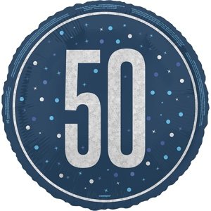 Fóliový balón 50 modrý s trblietkami 46 cm