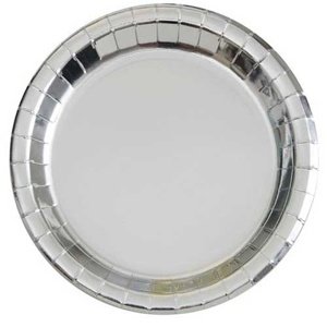 Papierové taniere strieborné 22 cm 8 ks