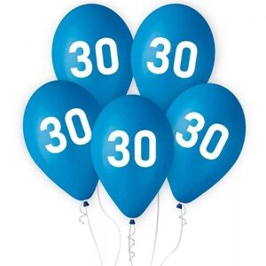 Latexové balóny "30" modré 30 cm 5 ks