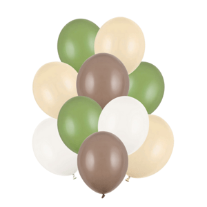 Pastelové latexové balóniky (cappuccino, rozmarínovo zelená, alabastrová), mix 30 cm, 10 ks