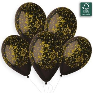 Čierny latexový balón so zlatým mramorom 33cm 1ks