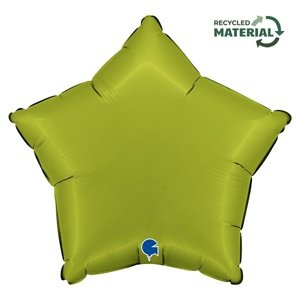Balónik z fólie hviezda saténová zelená matcha 46 cm