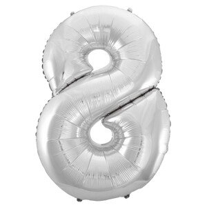 Fóliový balón s číslicou 8 strieborný 92cm
