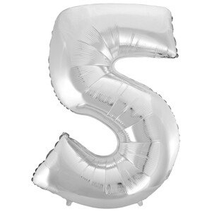 Balónik z fólie s číslicou 5 strieborný 92cm