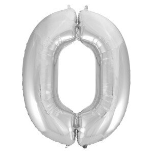 Fóliový balón s číslicami 0 strieborný 92cm