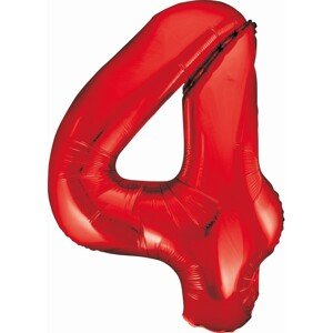 Fóliový balón číslo 4 červený 85cm