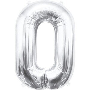 Fóliový balón s číslicami 0 strieborný 85cm