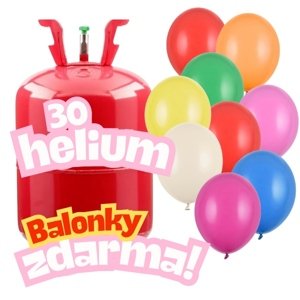 Hélium na 30 balónoch + balóny ZADARMO
