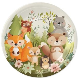 Papierové taniere Lesné zvieratá 18 cm 6 ks