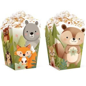 Krabičky na popcorn Lesné zvieratá 6 ks
