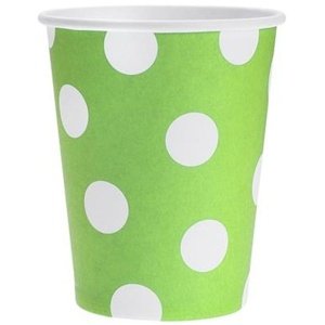 Šálky zelené s bielymi bodkami 270 ml 6 ks