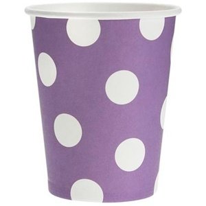 Šálky fialové s bielymi bodkami 270 ml 6 ks