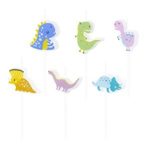 Sviečky Dinosaury farebné 6 ks