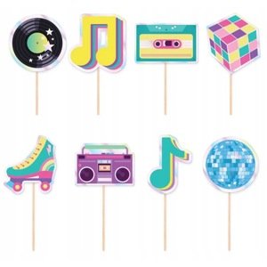 Retro disco toppery na tortu 8 ks